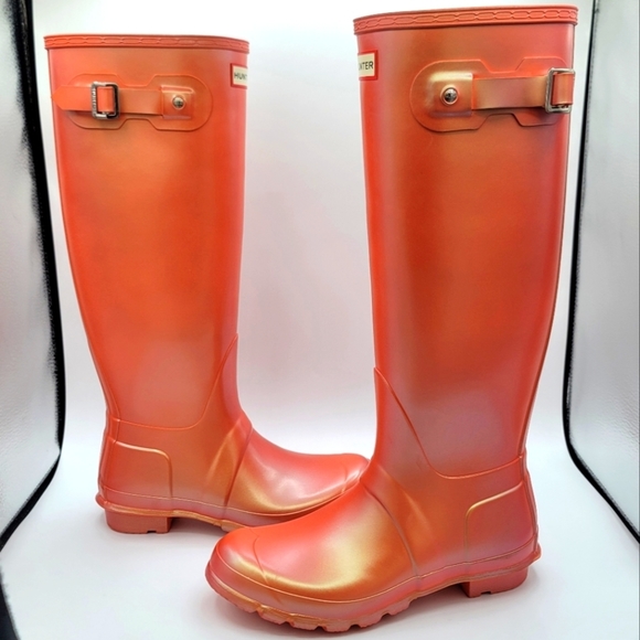 Hunter Shoes - Hunter Tall Nebula Poppy Iridescent Boots Size 8 NEW #1366